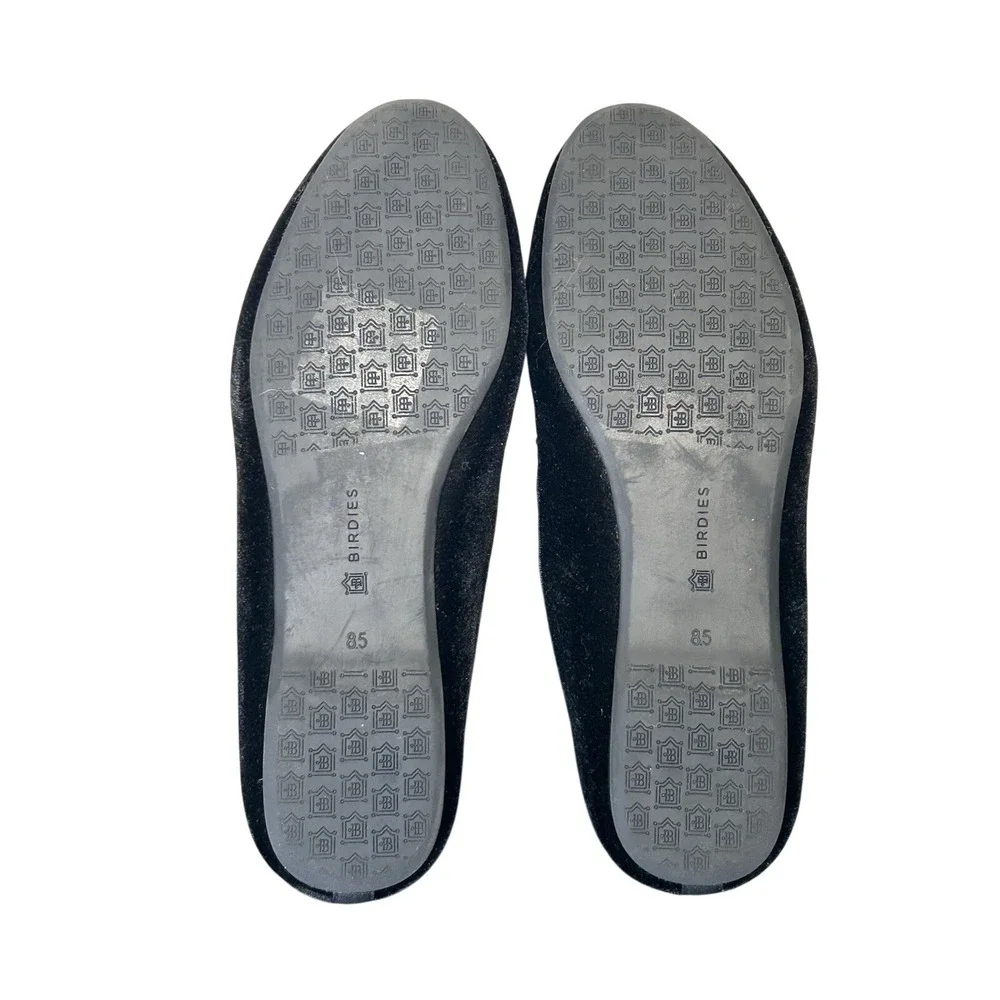 Birdies The Starling Black Velvet Loafers Faux Fur Lined Smoking Slippers 8.5